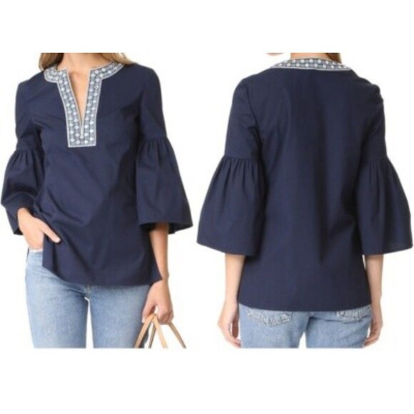 Tory Burch Tops - Womens Size 6 Tory Burch Ariana Bell Sleeve Top Navy